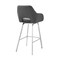 Armen Living Aura Gray Faux Leather and Brushed Stainless Steel Swivel 30" Bar Stool LCAUBABSGR30 - alternate 4